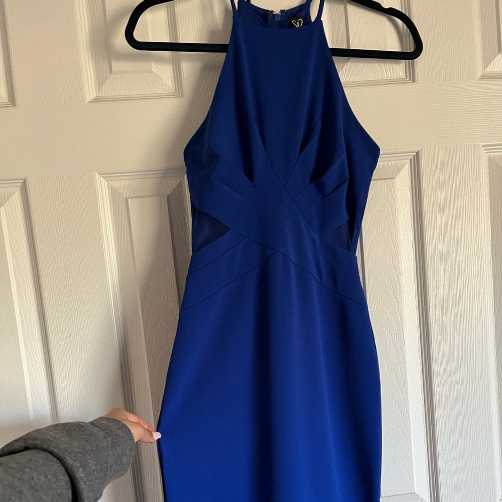 royal blue fitted windsor prom dress size 0